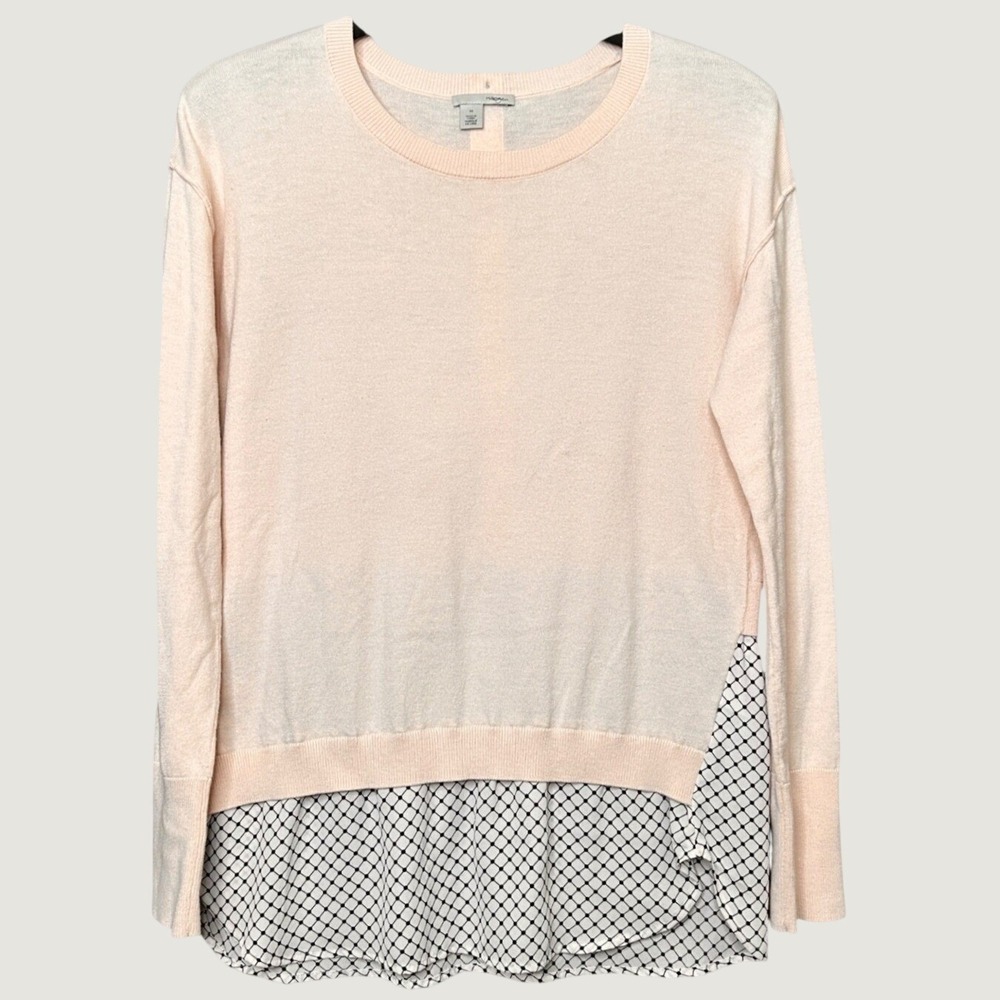 Halogen Pink Cashmere Blend Layered Hem Sweater Women's Med Cottagecore Milkmaid